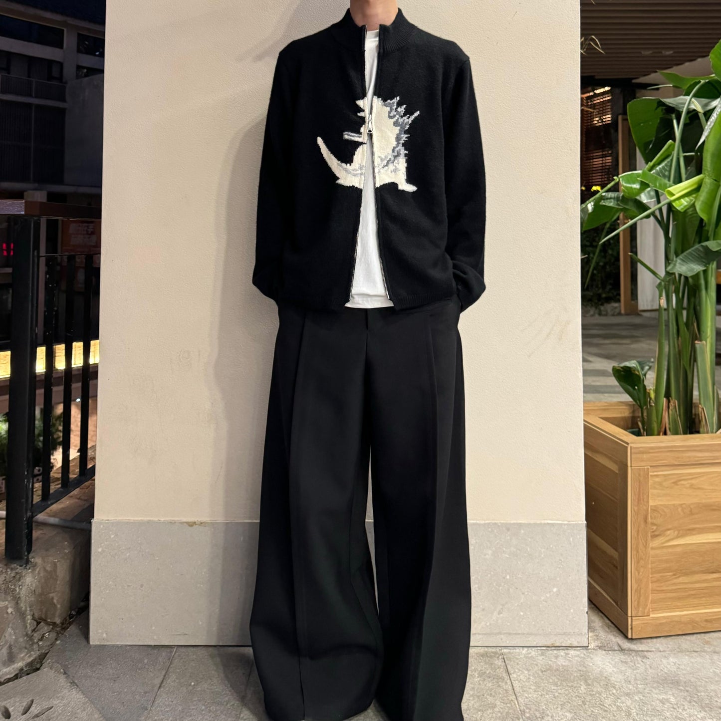 Yohji Yamamoto Y’s Men Godzilla Wool Knit Double-Zip Cardigan Jacket