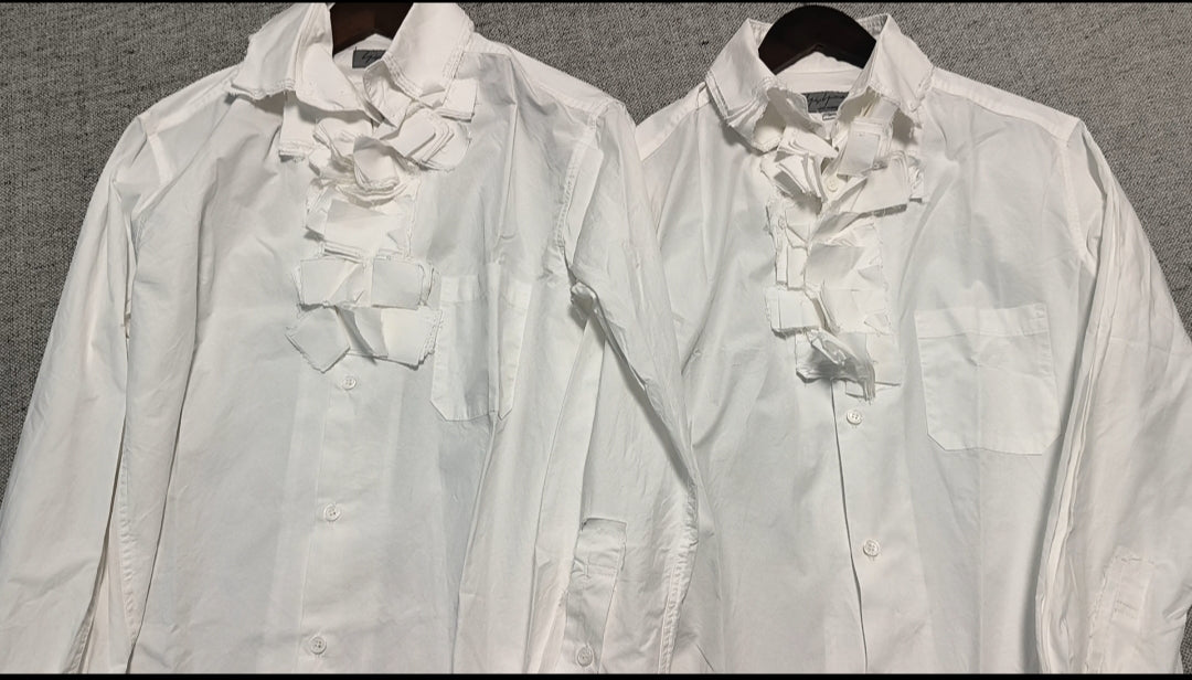 Self-made Yohji Medieval Court Shirt - Triple Collar Floral Print Cotton Blouse - Donclickin