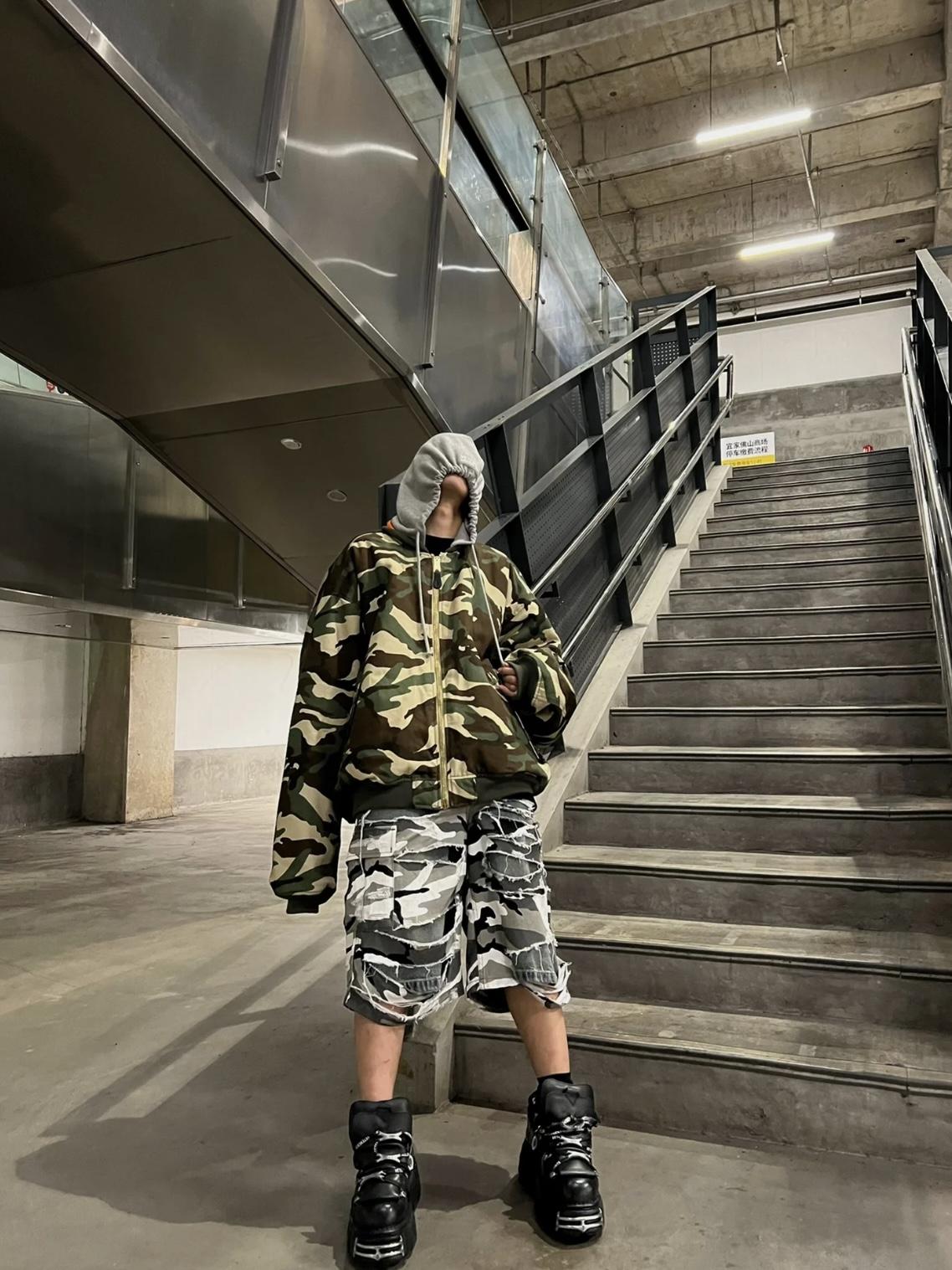 Vetements Reversible Dual-Sided Camouflage Hooded Bomber Jacket