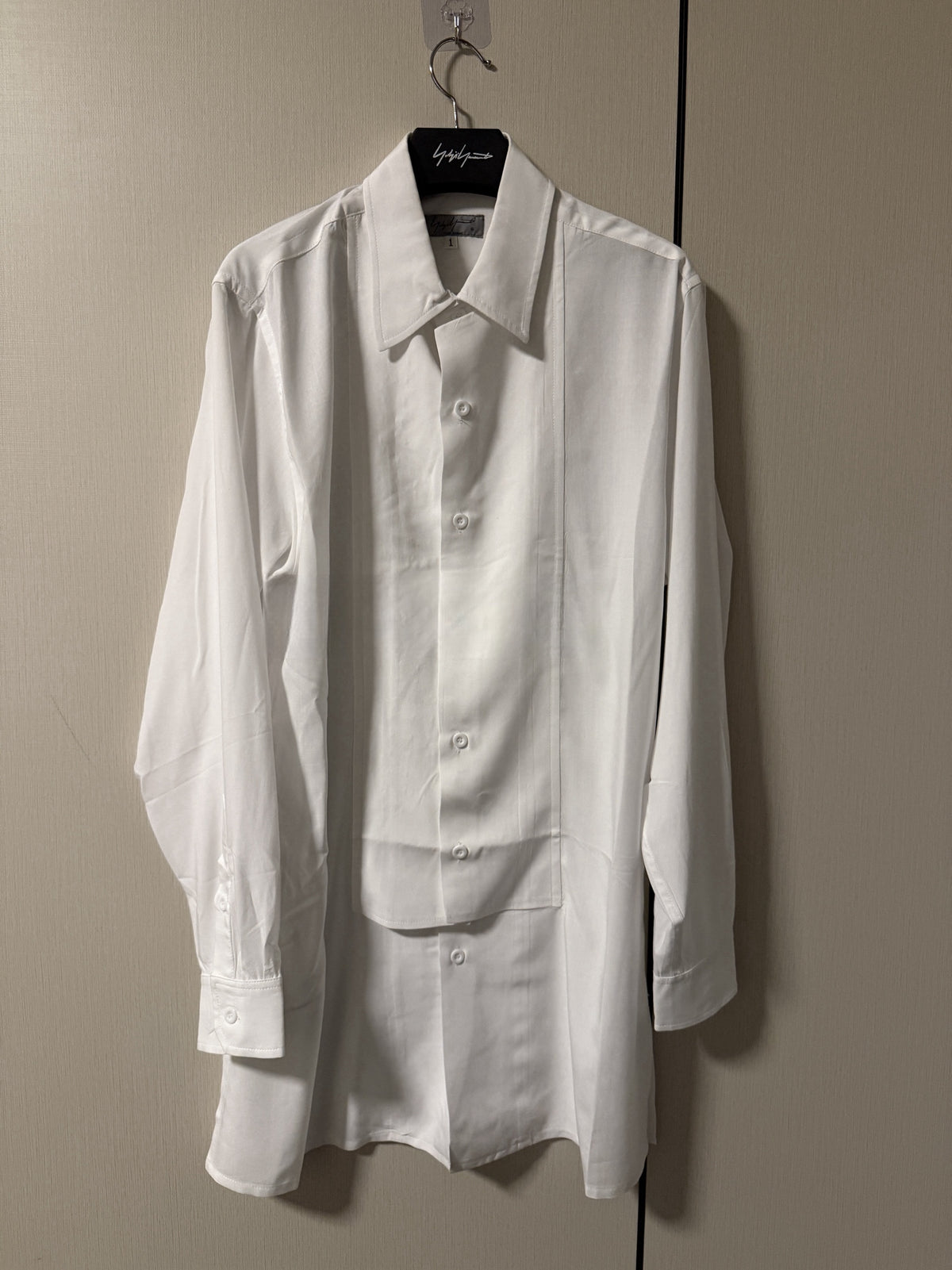 Yohji Darkwear Shirt - Double Placket Court Collar Blouse (Core Collection) - White