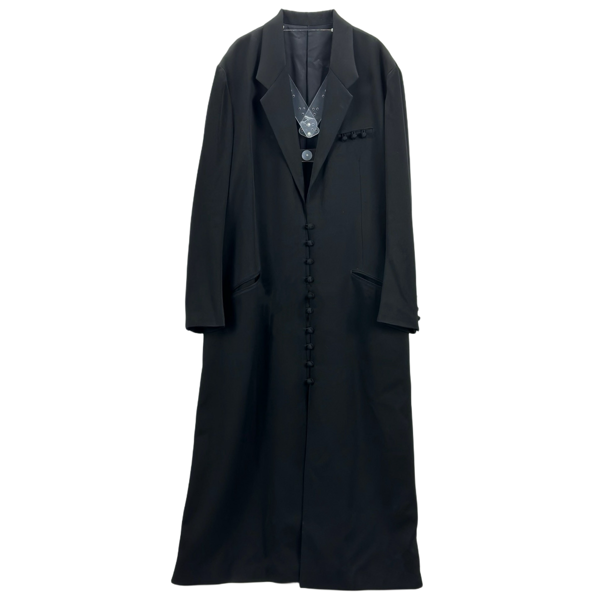 Donclick Yohji AW18 Monastic Collection Tuxedo-Wrap Fabric Buttons Wool Overcoat