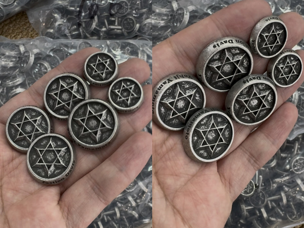 Custom-made Yohji Yamamoto Dark 100% Wool Blazer Hexagram Silver Buttons Jackets