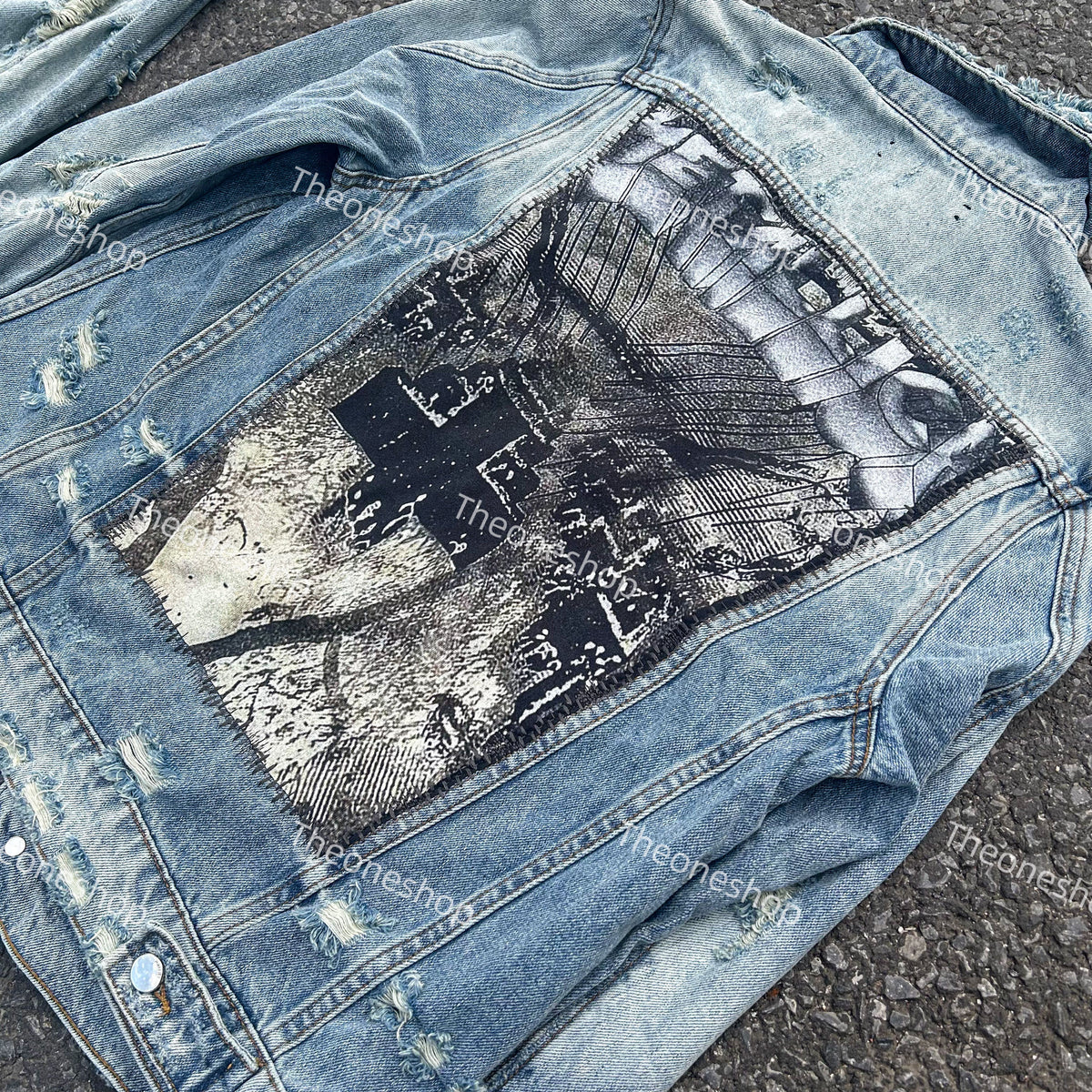 AMIRI 16OG Patchwork Back Kill Denim Jacket Metallica High-Street