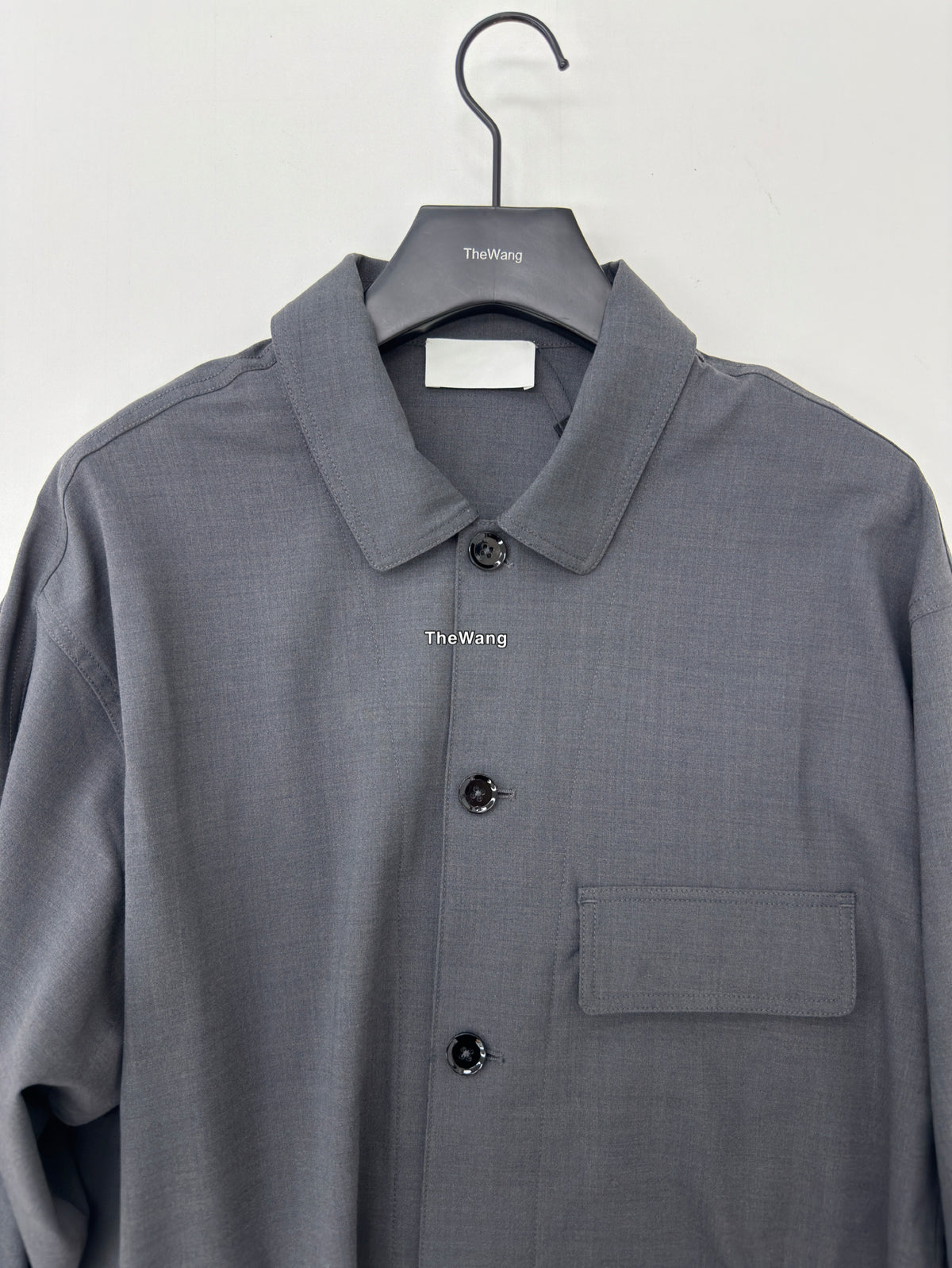LEM SS25 Black-Grey Wool Shirt Jacket - 100% Wool Button-Front Overshirt