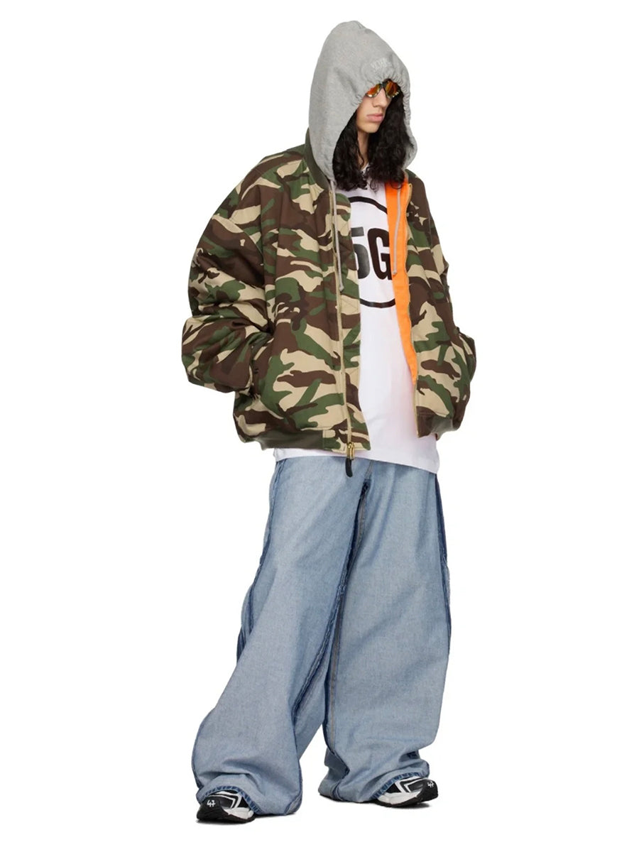 Vetements Reversible Dual-Sided Camouflage Hooded Bomber Jacket