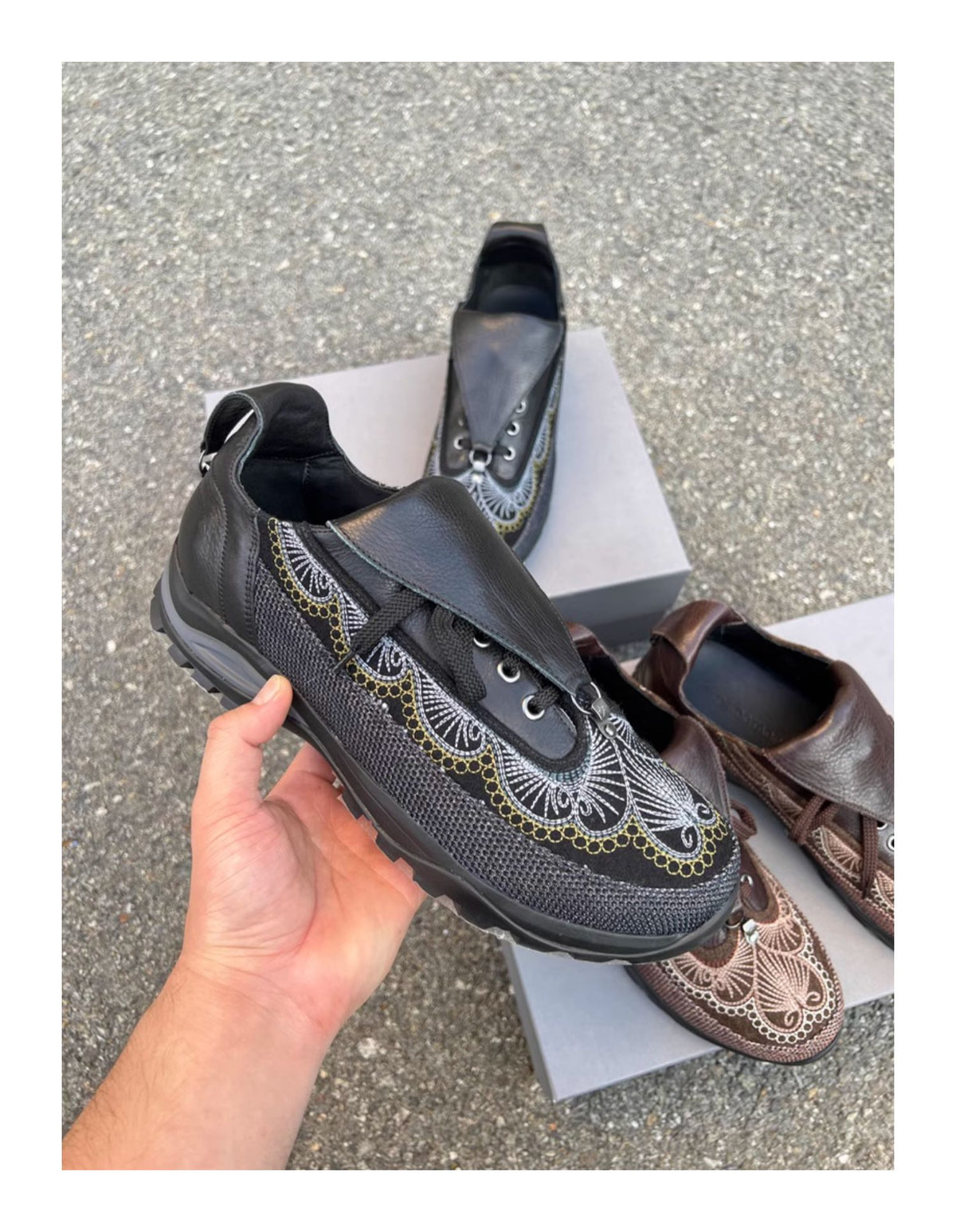 Kiko Kostadinov AW24 "CARVED BROGUE" Workwear Derby - Embroidered Leather Archive Shoe -