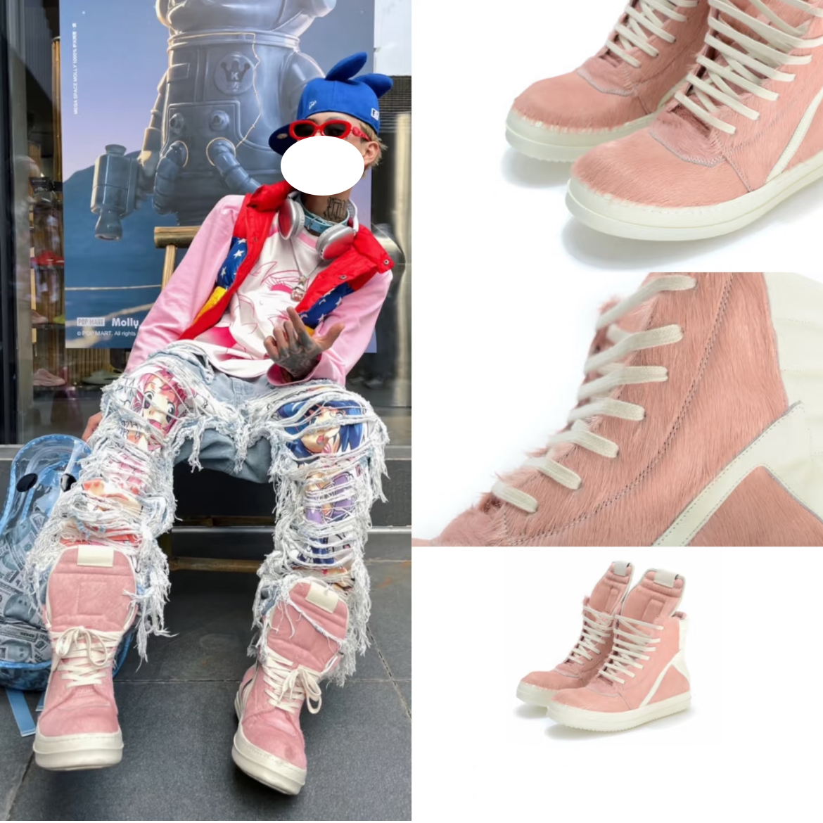 24SS Pony Hair RO High-Top Sneakers – Leather Thick Sole Casual Shoes Unisex