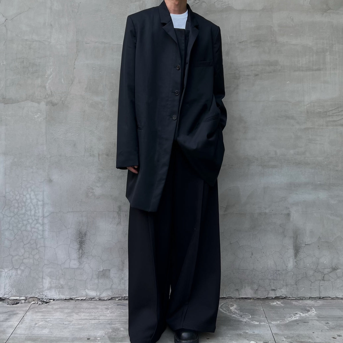 Yohji Rokumeikan Double-Breasted Double-Faced Layered Jacket Blazer