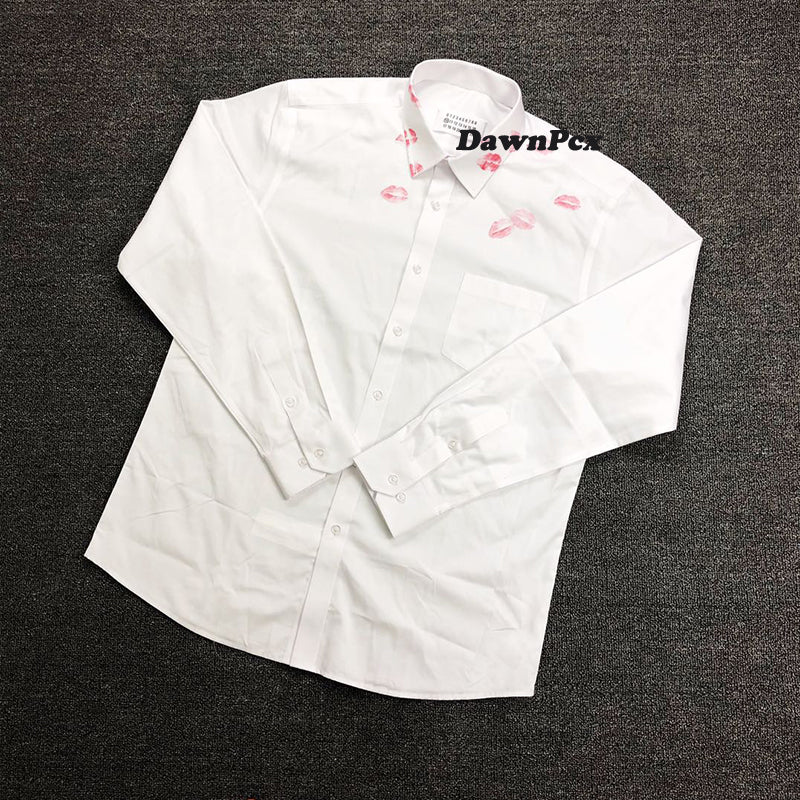 Maison Red Lips Print Shirt - Pure Cotton Margiela External Stitching