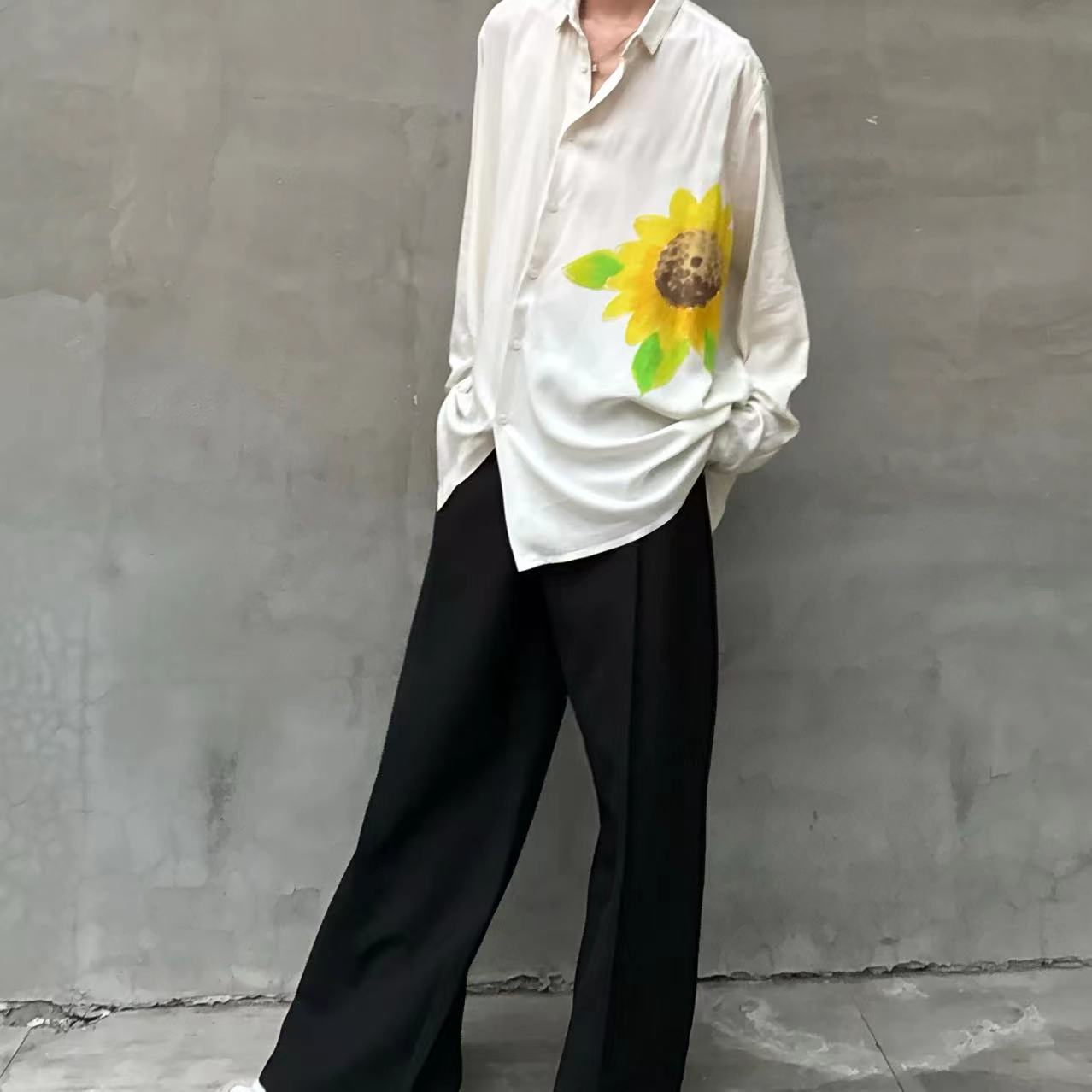 Yohji Yamamoto – Floral “Flowers & Youth” Sunflower Print Rayon Shirt