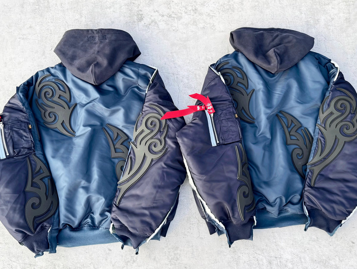 Custom-made 19AW Alpha Industries Vetements Tribal Bomber Blue Padded Jacket