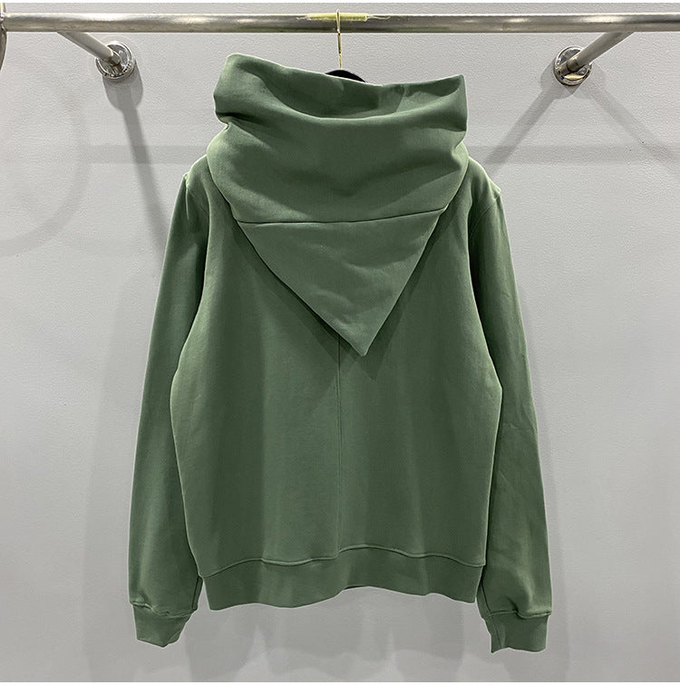 RO Dark Wizard Rick Owen Hoodie - Asymmetric Zip Avant-garde Black Winter Fleece