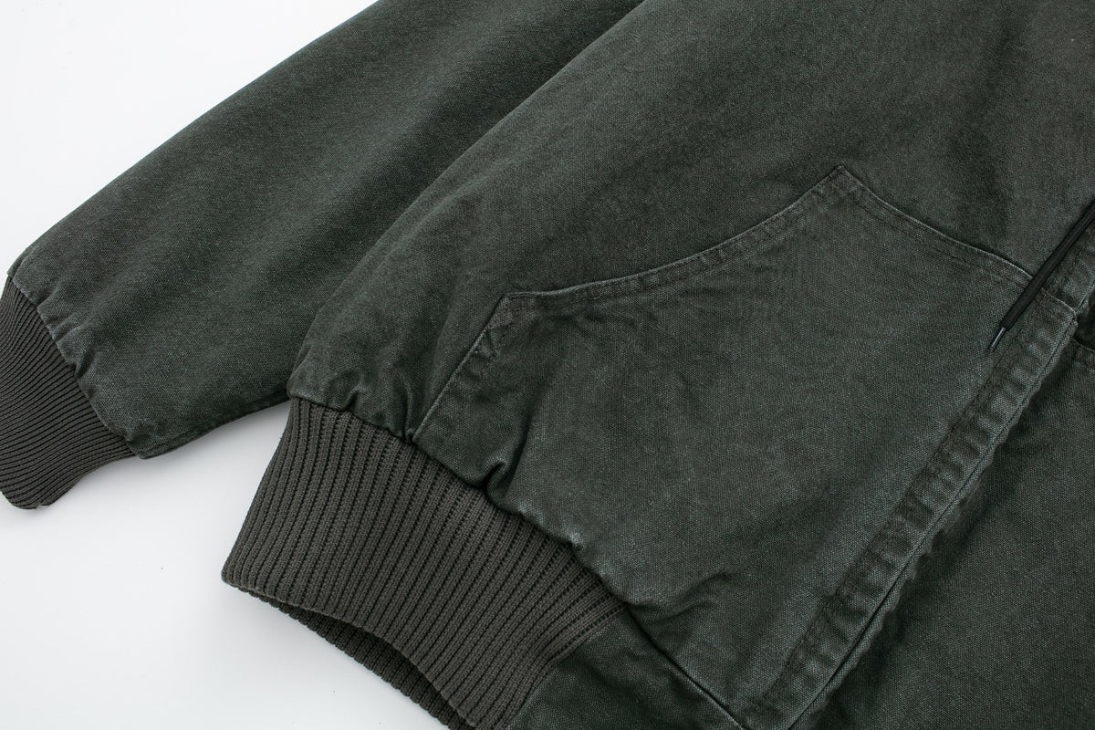 J130 Heavyweight Vintage Washed Hooded Jacket Unisex Retro Outerwear