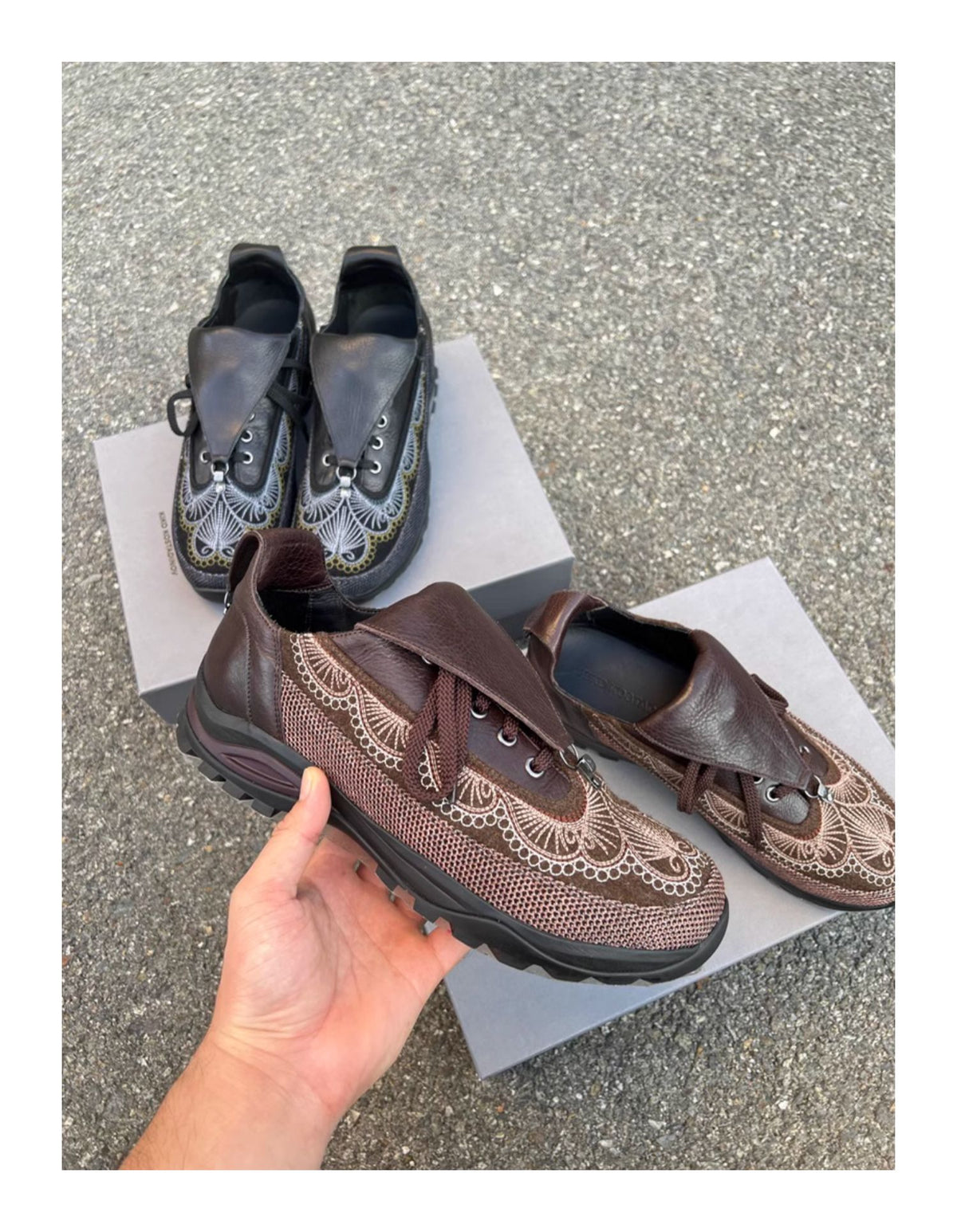Kiko Kostadinov AW24 "CARVED BROGUE" Workwear Derby - Embroidered Leather Archive Shoe -