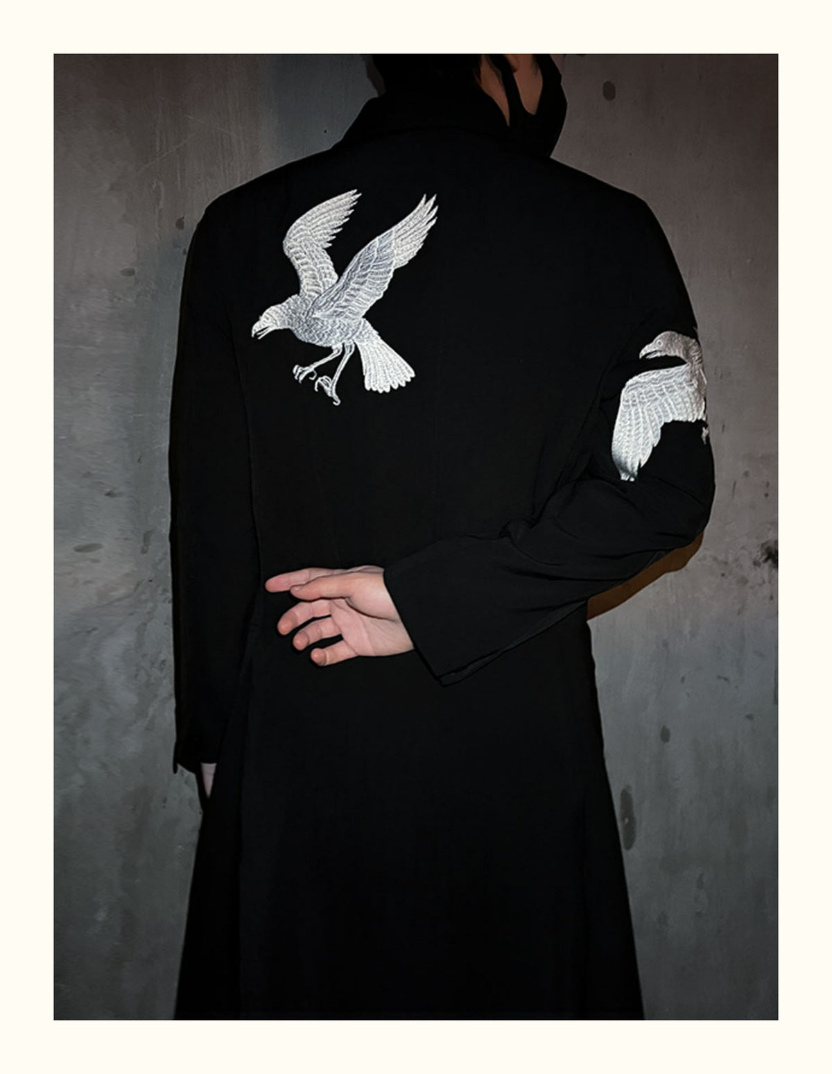 Yohji Yamamoto Dark 21AW Long Blazer Coat Dual Crow Embroidery on Back