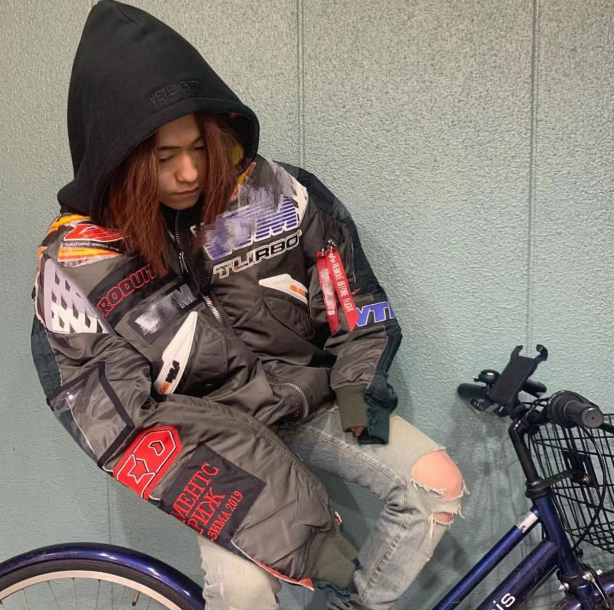 VTM Bomber Jacket Vetement Embroidered Patchwork Detail Racing Hoodie - Size avaliable S M L