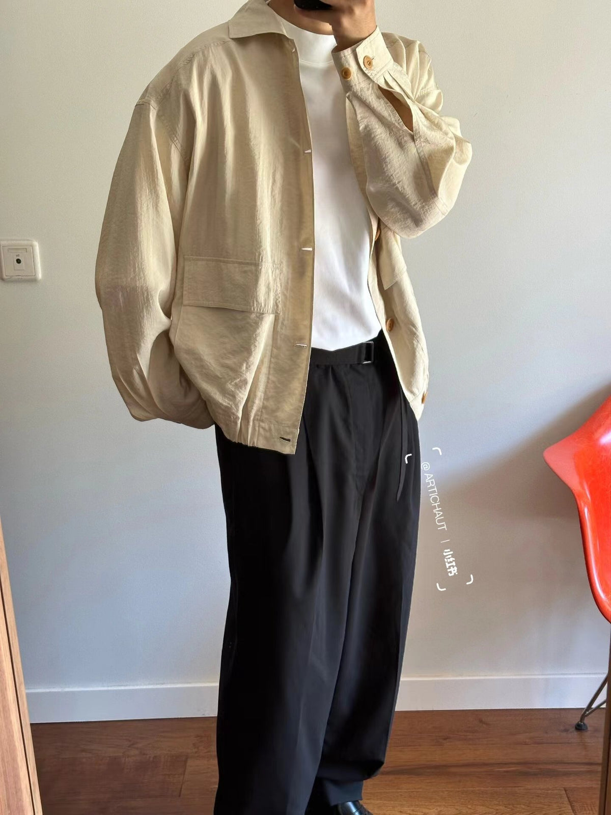 Lemaire SS19 Dry Silk Harrington Jacket - Minimalist Boxy Outerwear