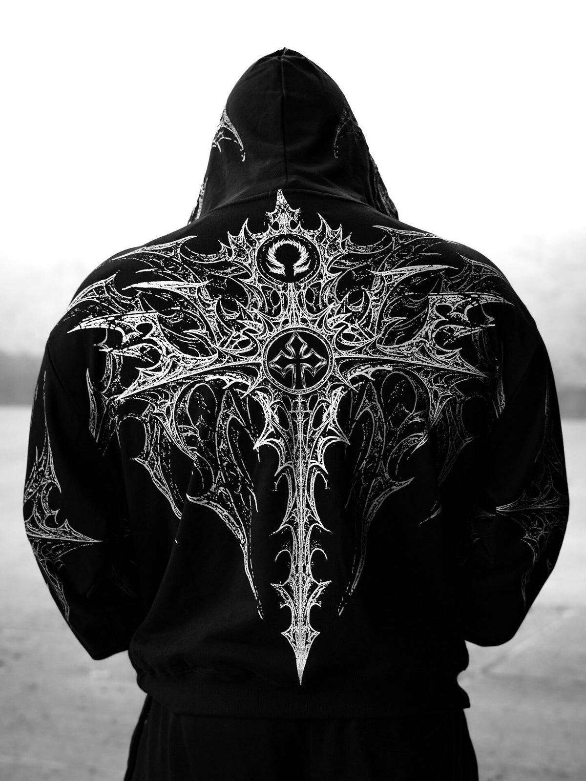 Breathedivinity Dark Gothic Zip-Up Hoodie - 420g French Terry