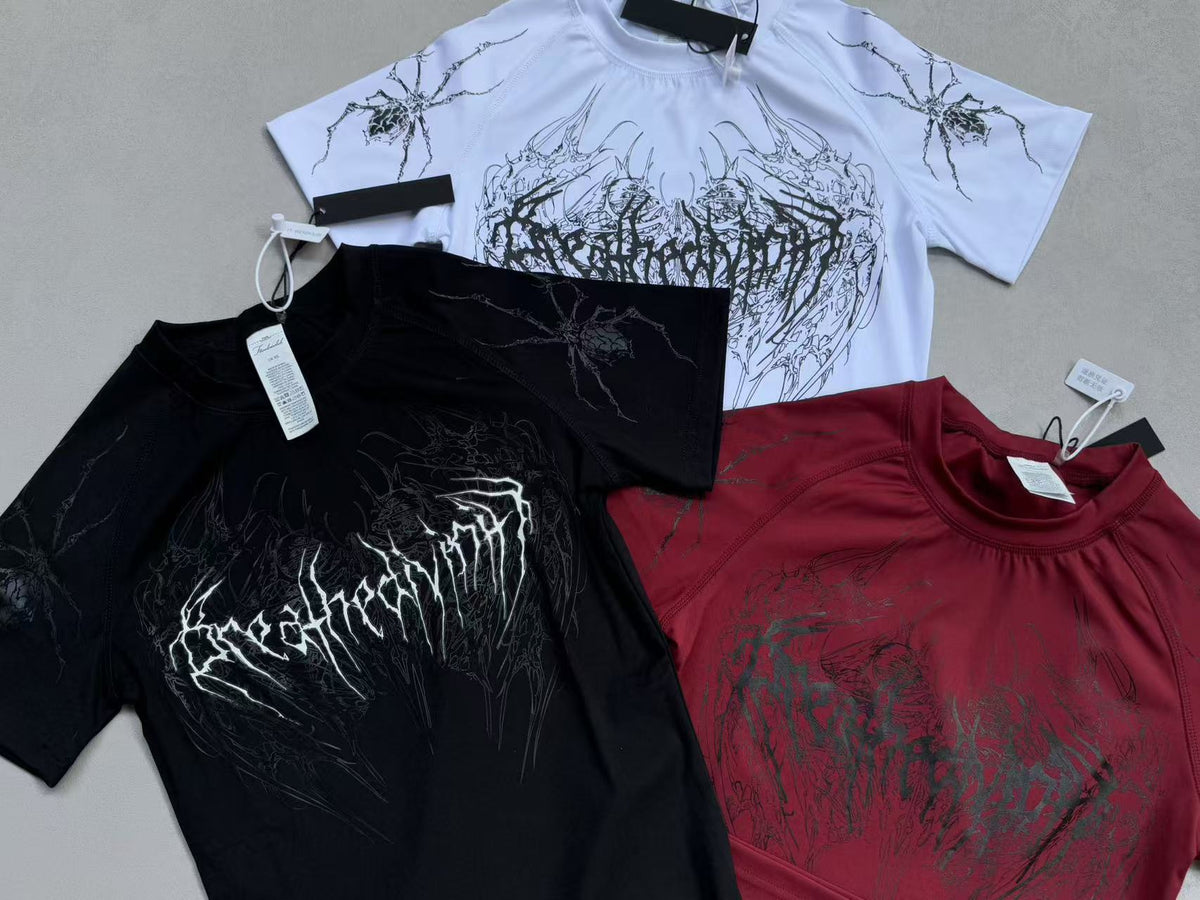 Breathedivinity Gothic Fitness Tee - Moisture-Wicking Stretch Short Sleeve