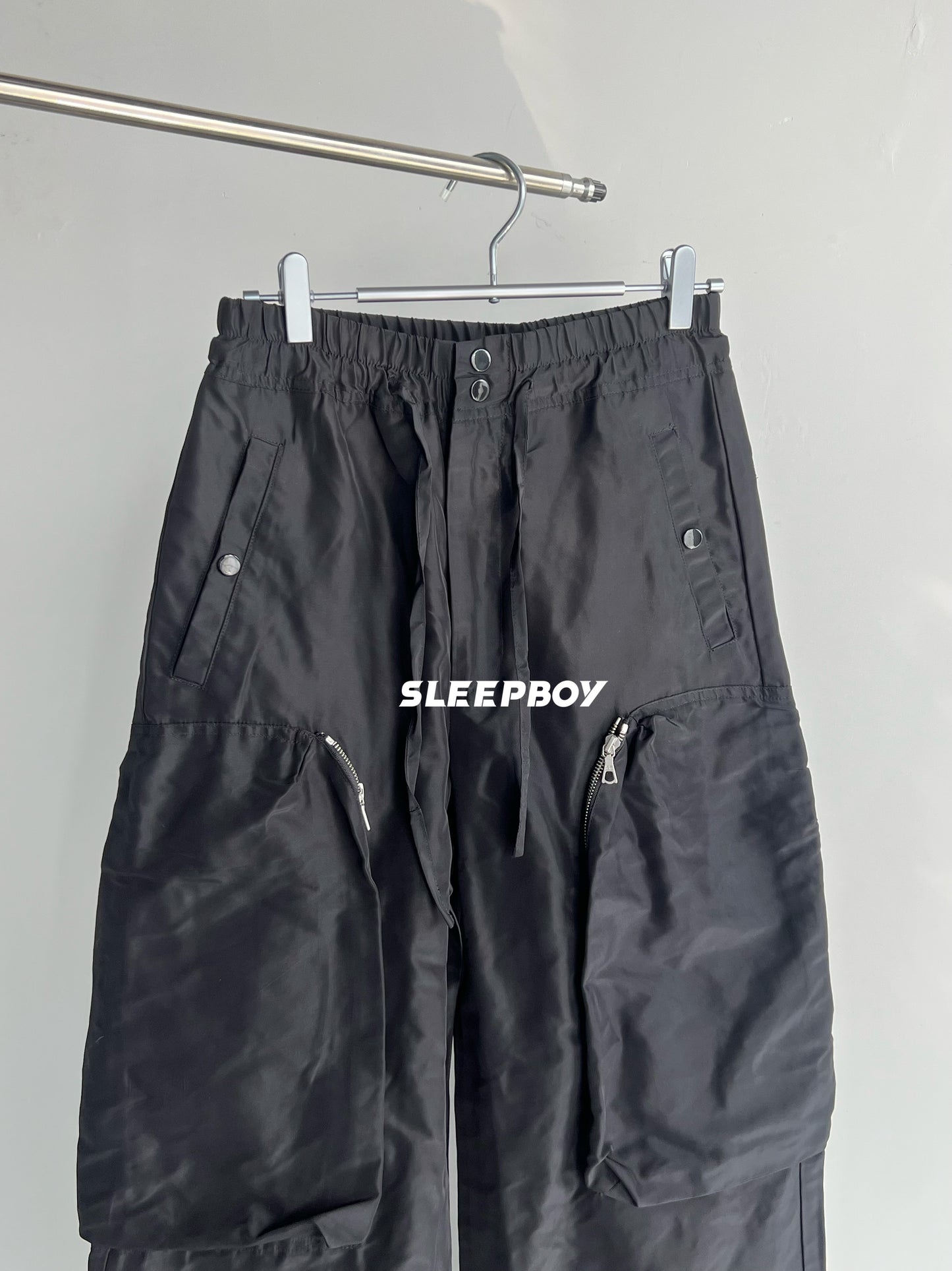 DVN AW24 Asymmetric Cocoon Zip Jacket - Nylon Utility Pants Set Oversized Pocket