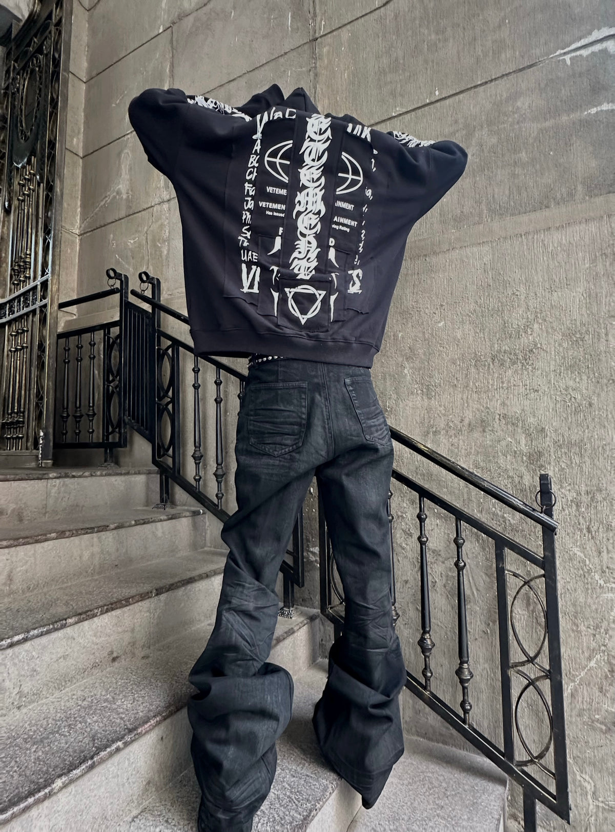 Vetements Oversized Hoodie J’adore Hardcore Patchwork Black Patched Logo