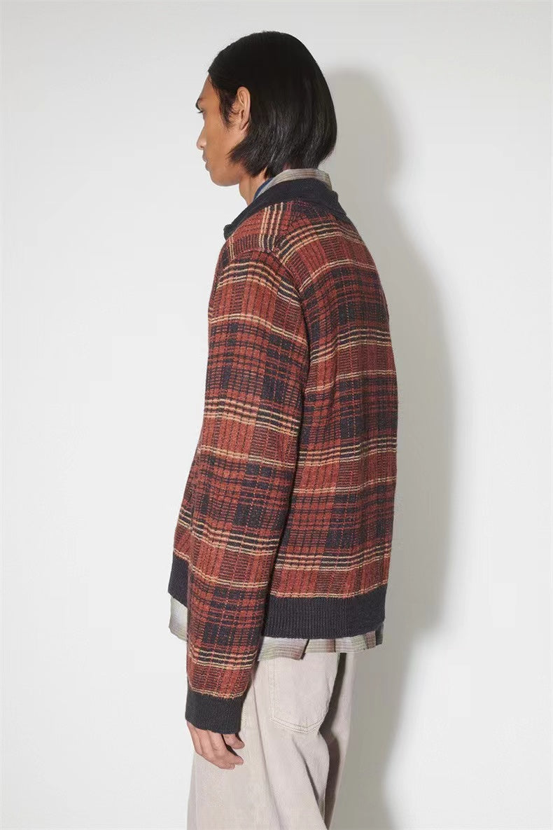Our Legacy Evening Polo Hemp Check Knitwear - Malard Colorway Striped