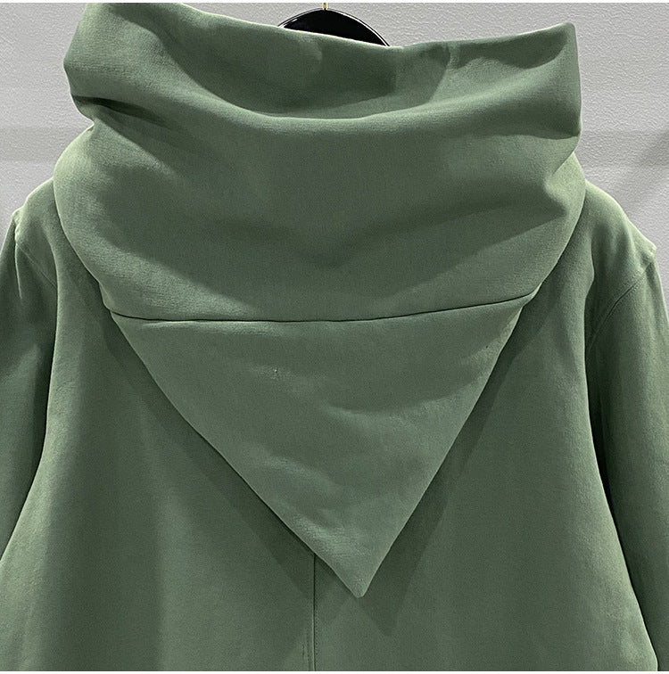 RO Dark Wizard Rick Owen Hoodie - Asymmetric Zip Avant-garde Black Winter Fleece