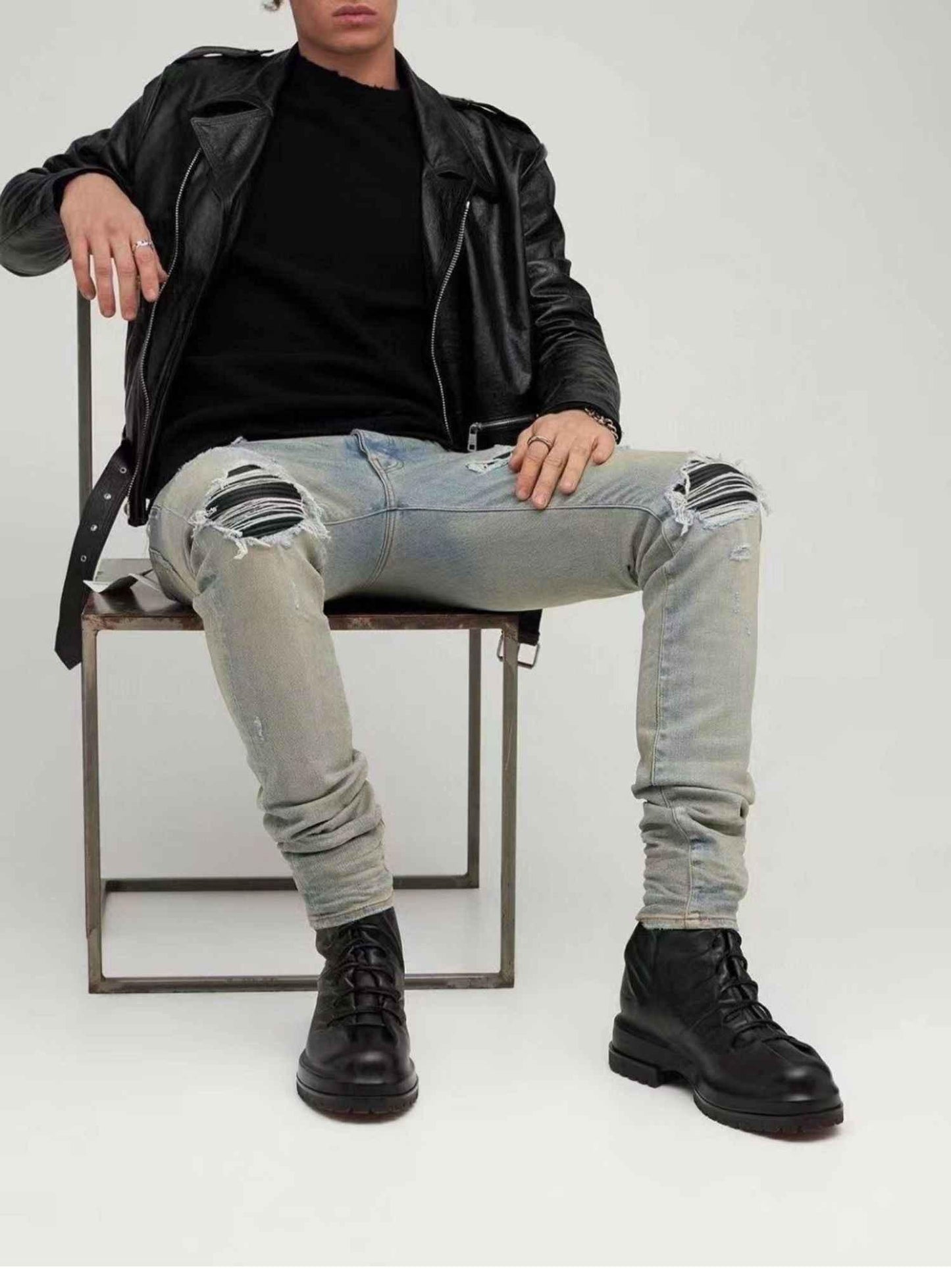 424 on Fairfax Ankle Boots - SS22 Crinkled Zip High-Top Retro Thick-Soled Lambskin
