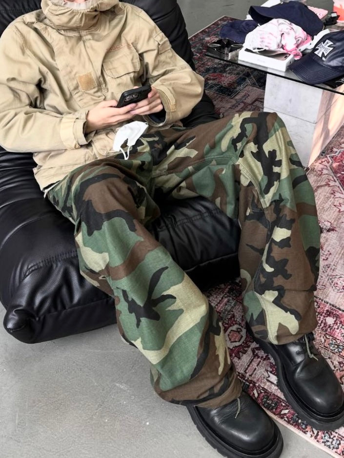 Vintage M65 Remake Camo Work Pants - Baggy Wide-Leg Trousers Playboi Carti
