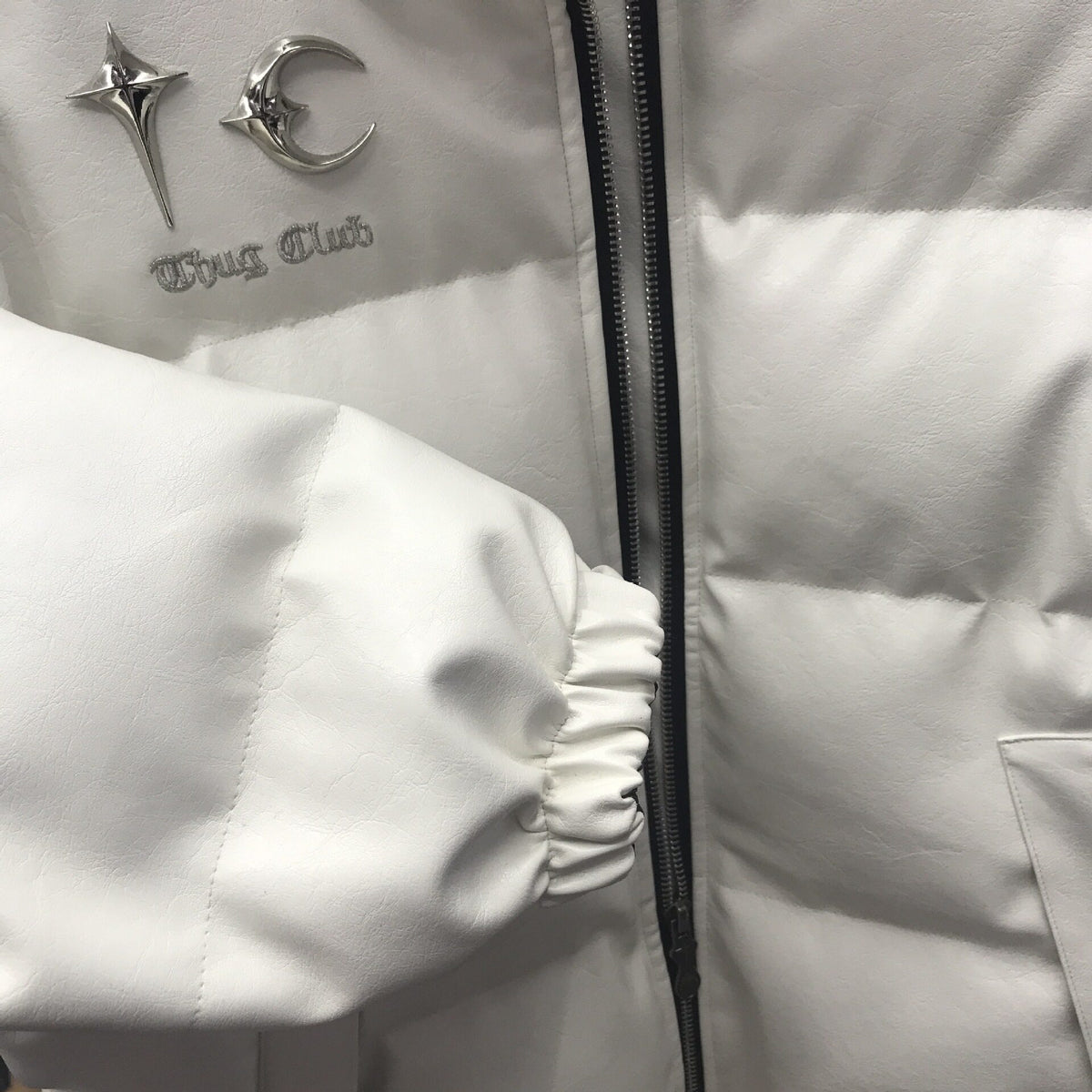 Thug Club ’Drip’ Puffer Jacket - PU Leather Opium Outerwear