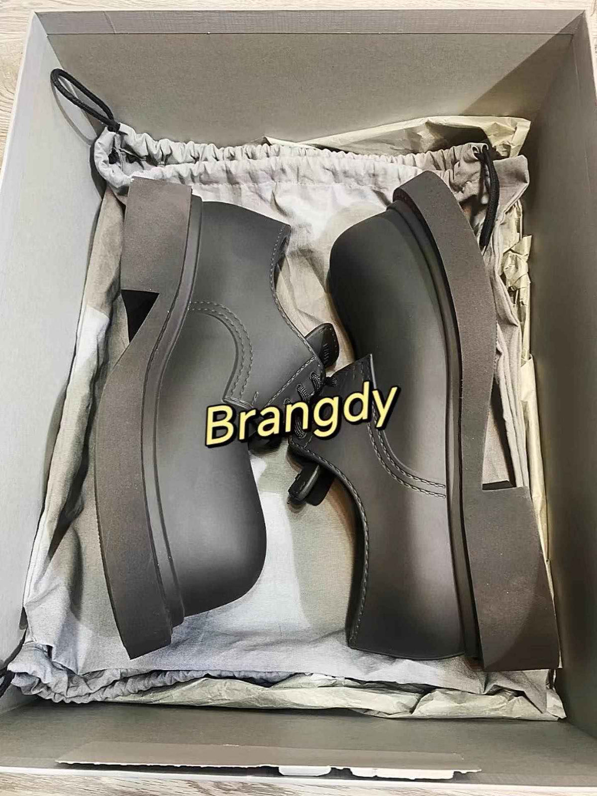 Paris Mickey Derby Genuine Leather Big Head Casual Heighten Thick Bottom Shoes - With logo
