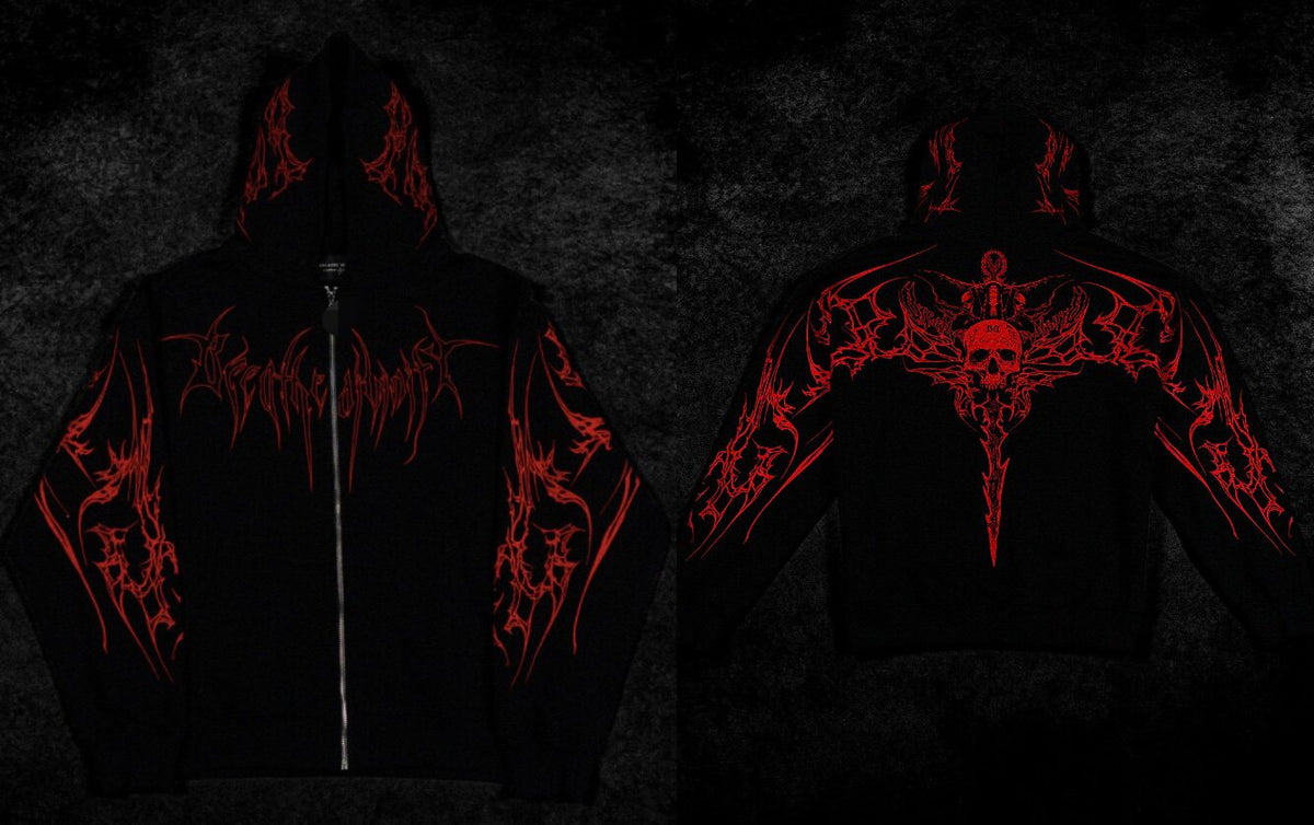 Breathedivinity Dark Gothic Zip-Up Hoodie - 420g French Terry