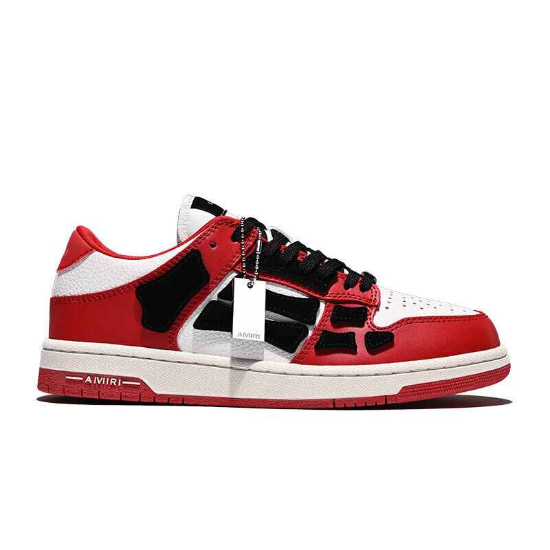 AMIRI SKEL-TOP 2023SS Bone Shoes Cowhide Low-top Leisure Board Casual Shoes - Red