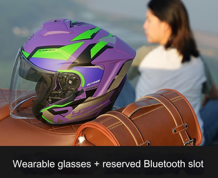 Evangelion Unit-01 Style Bluetooth Helmet - DOT Certified Dual Visor