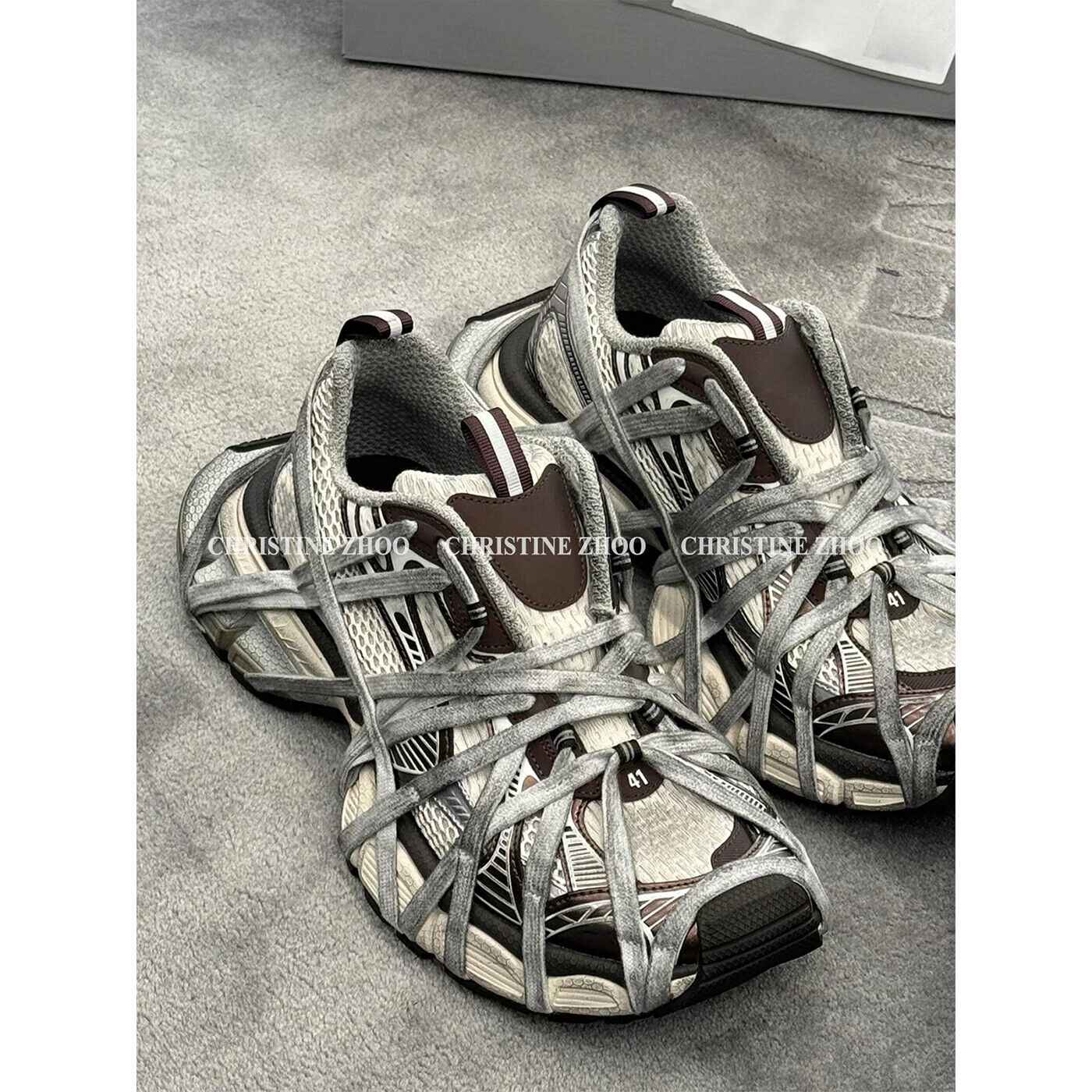 Paris 3XL /24 New 9th Gen Increased Thick-soled Vintage Laceless Strap Dad Shoes - Bandage No laces