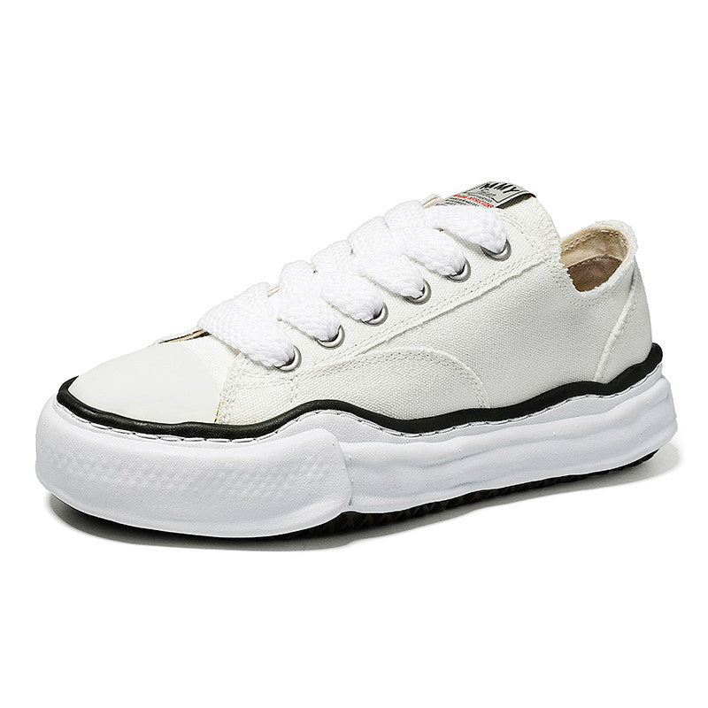 Revised Maison Mihara Yasuhiro Wavy Dissolved Sole Sneakers - MMY Canvas White