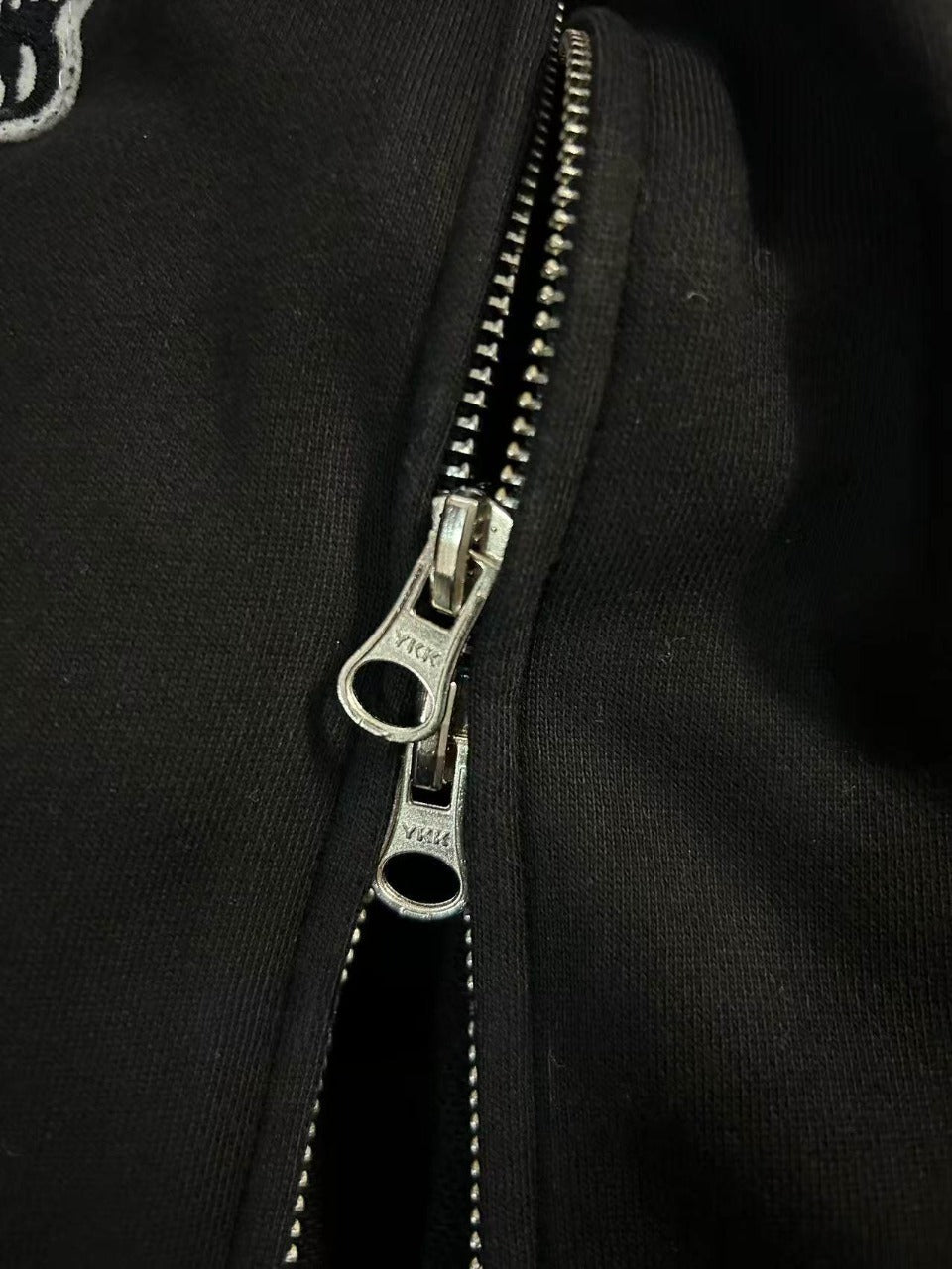 Number (N)ine Double Skull Zip-Up Hoodie - Embroidered Patch Black Sweatshirt