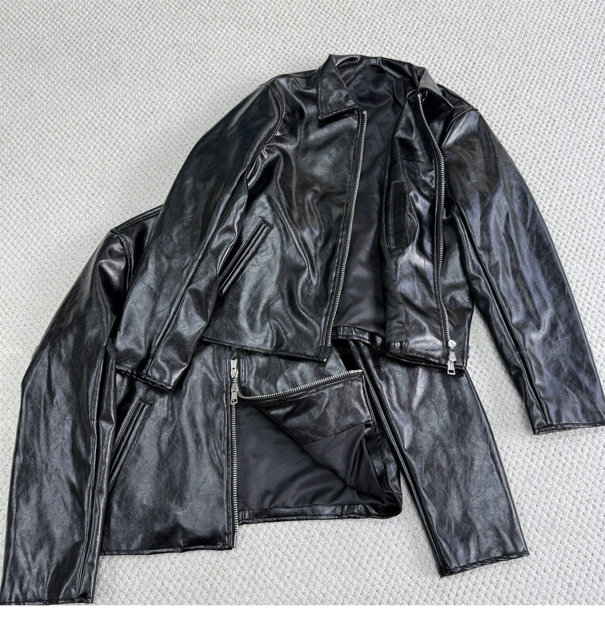 Revised Our Legacy Mini Jacket - Boxy Double-Zip Glossy Cowhide Leather