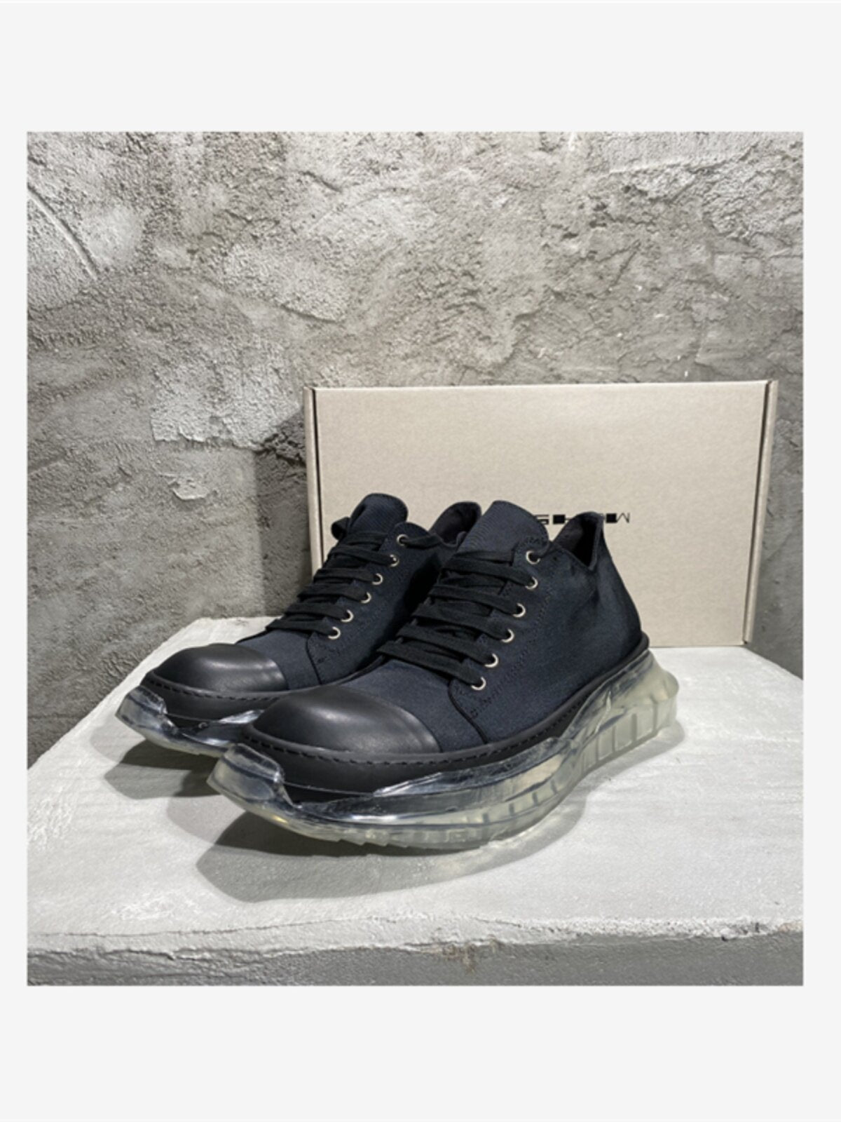 RO Abstract Low Sneaks - Double-Layer Rick Owen TPU Platform Nylon Canvas