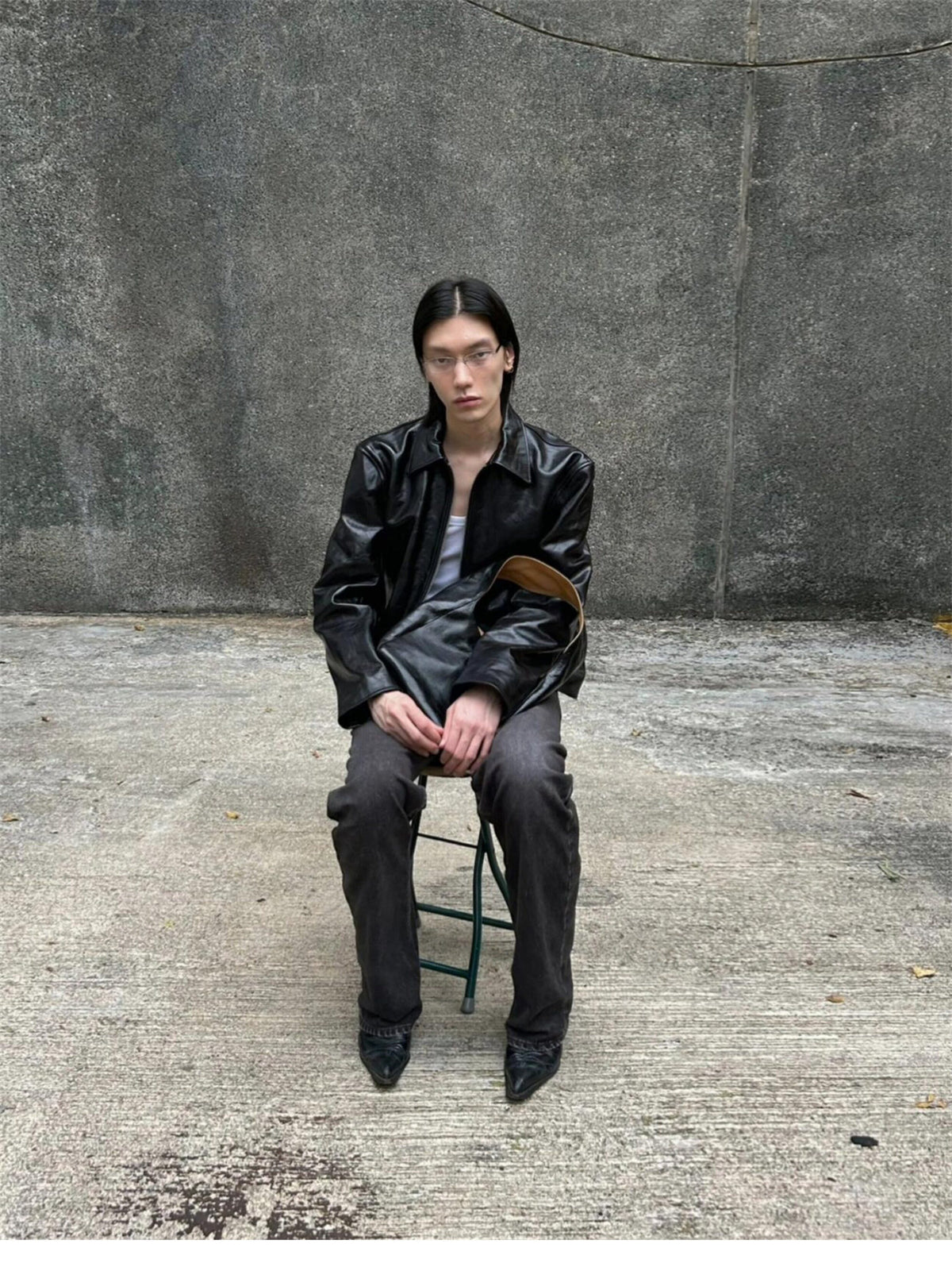 Revised Our Legacy Mini Jacket - Boxy Double-Zip Glossy Cowhide Leather