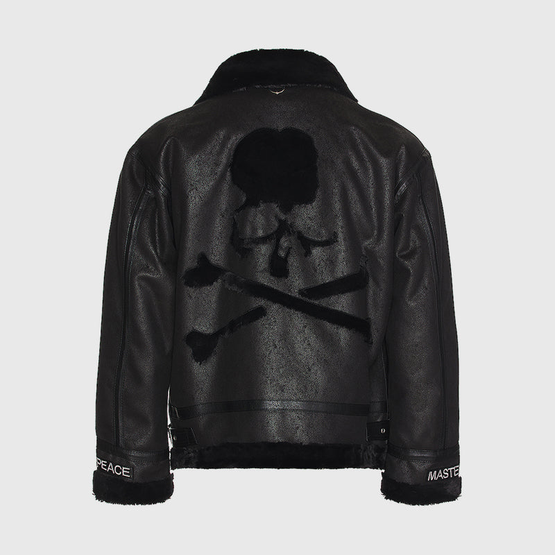 MasterMindOnline Gothic Skull B3 Aviator Flight Jacket - Mink Fur Leather Blend - Order with colours