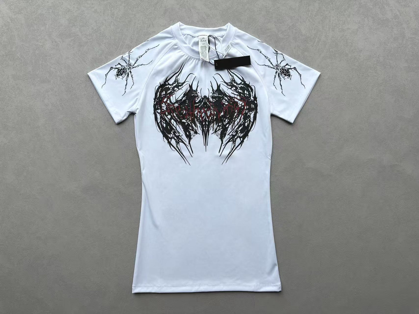 Breathedivinity Gothic Fitness Tee - Moisture-Wicking Stretch Short Sleeve - W X red
