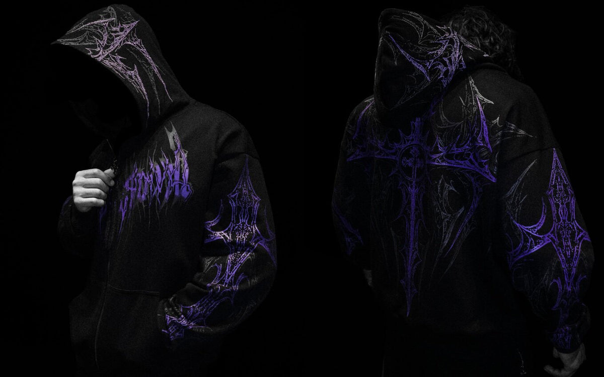 Breathedivinity Dark Gothic Zip-Up Hoodie - 420g French Terry