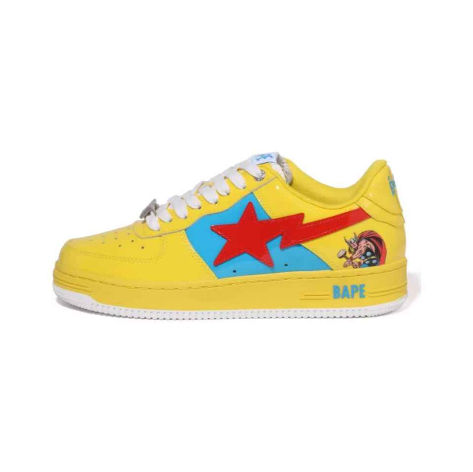 BAPESTA Classic Patent Leather Sneaker Low-Top Casual Skateboard Shoes