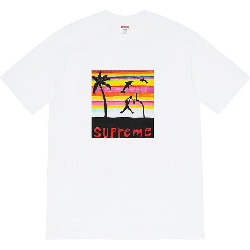 24SS Sup Short-Sleeve T-shirt Retro Unisex 280g Pure Cotton