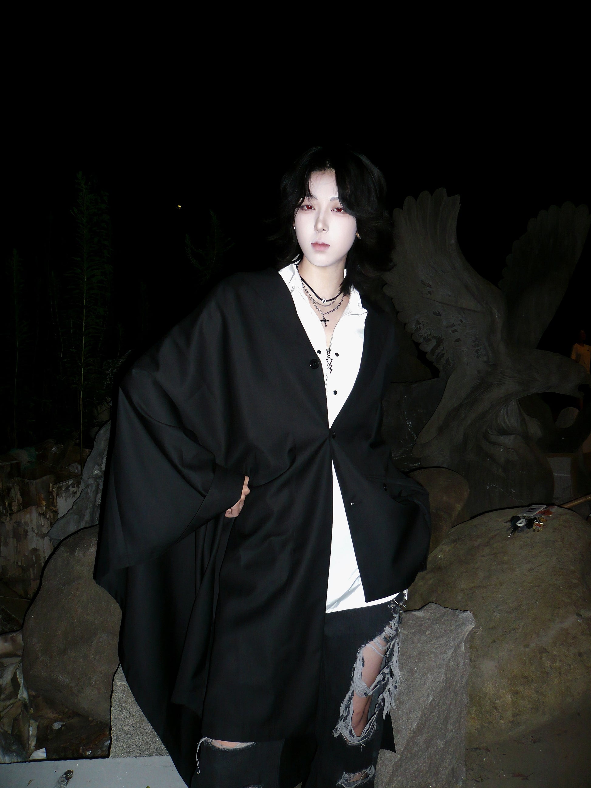 Yohji One Sleeve Cape Avant-garde Blazer - Minimal Asymmetric Black Suit Coats