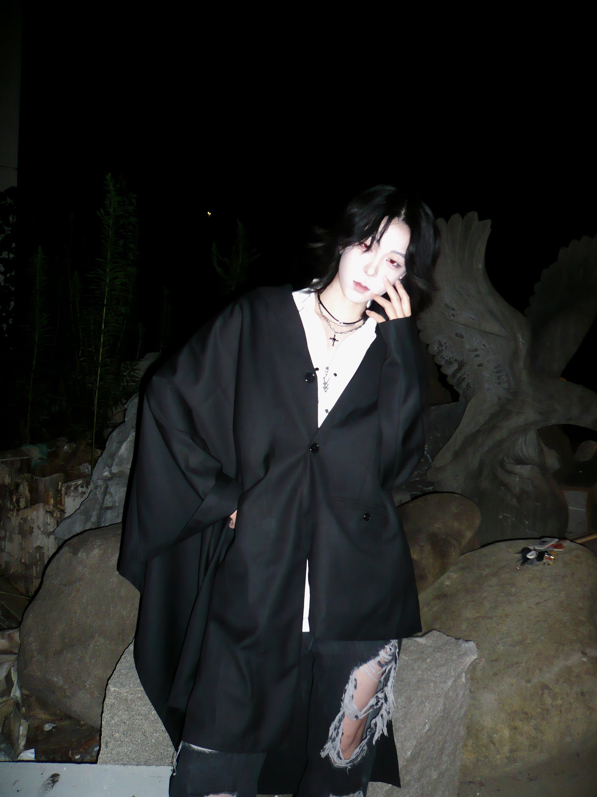 Yohji One Sleeve Cape Avant-garde Blazer - Minimal Asymmetric Black Suit Coats