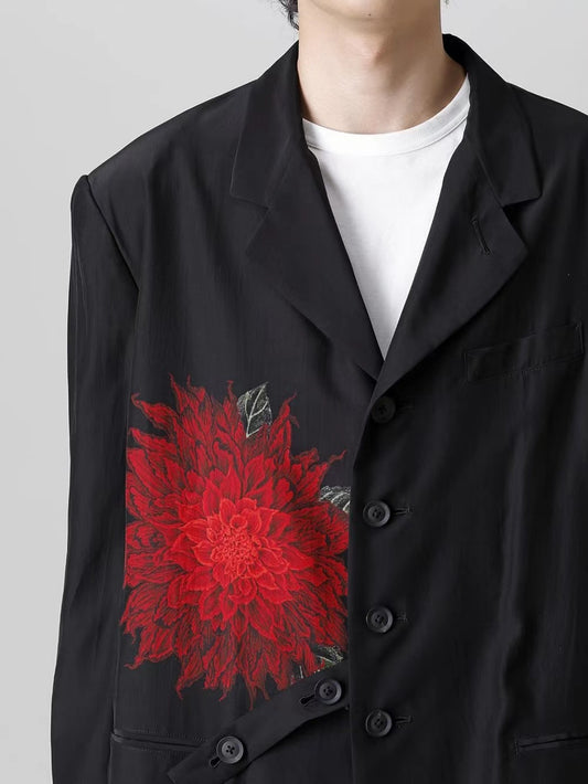 Yohji Dark Blazer – 22SS Red Dahlia Yamamoto Floral Jacket Couples