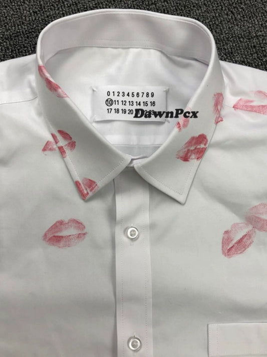 Maison Red Lips Print Shirt - Pure Cotton Margiela External Stitching