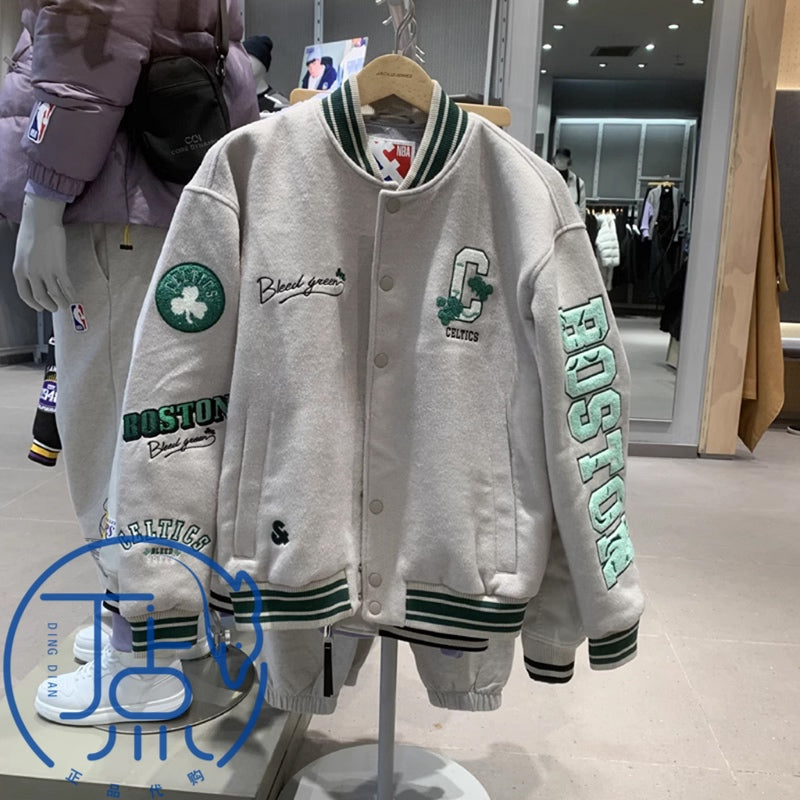 JACK&JONES 23FW x NBA Boston Celtics Jacket - Wool Blend Varsity Green - Size avaliable XS ~2XL
